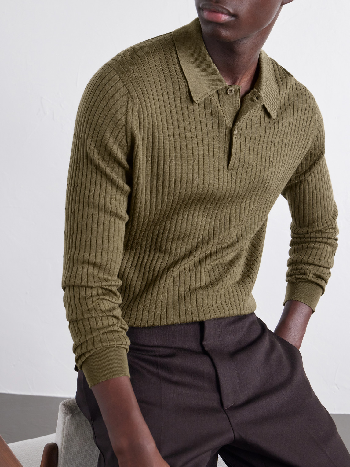 Hodson Ribbed Merino Polo Shirt