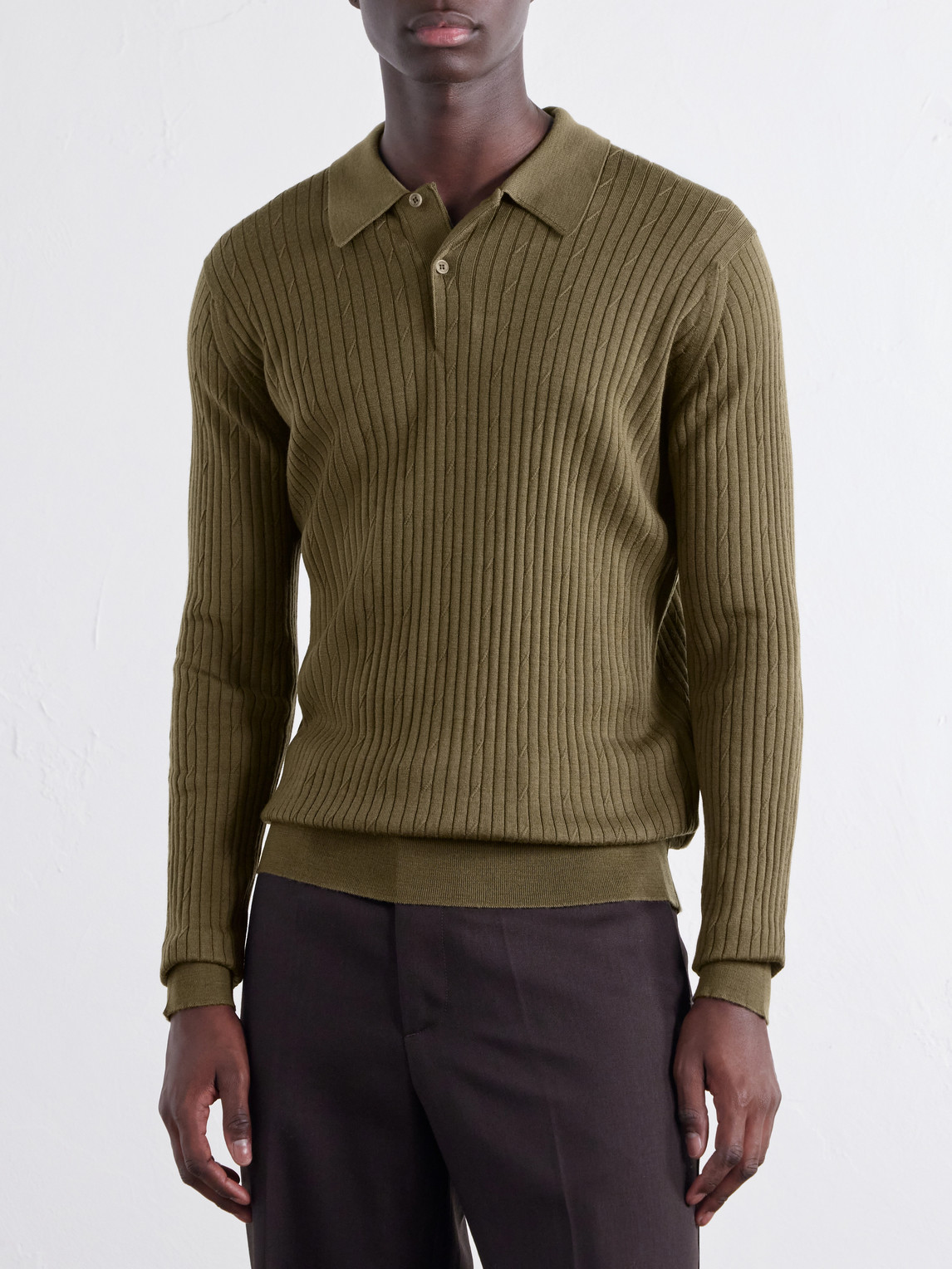 Hodson Ribbed Merino Polo Shirt