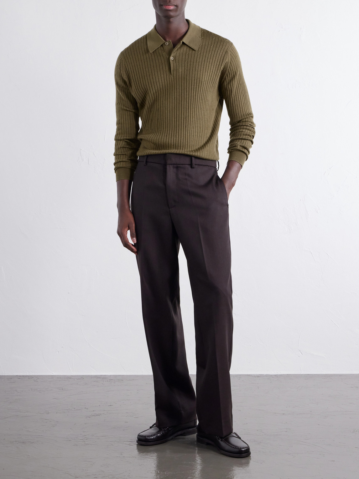 Hodson Ribbed Merino Polo Shirt