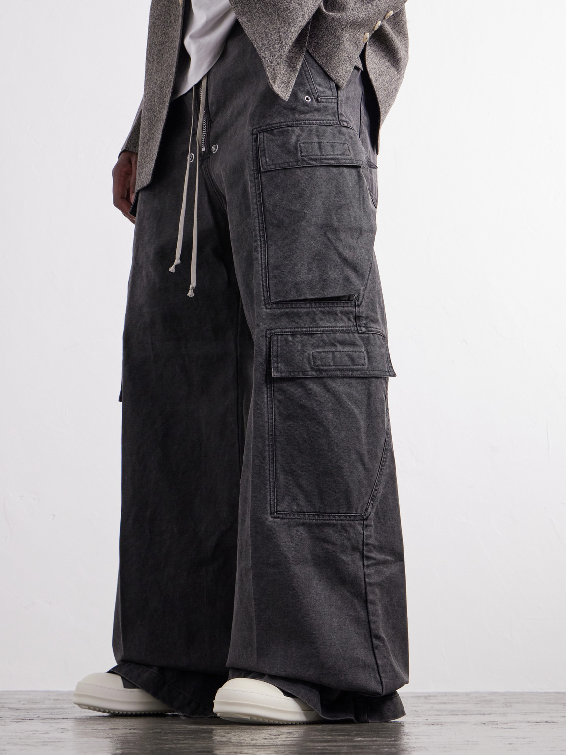Drkshdw By Rick Owens - Jumbo Belas Wide-Leg Cotton-Canvas Cargo Trousers