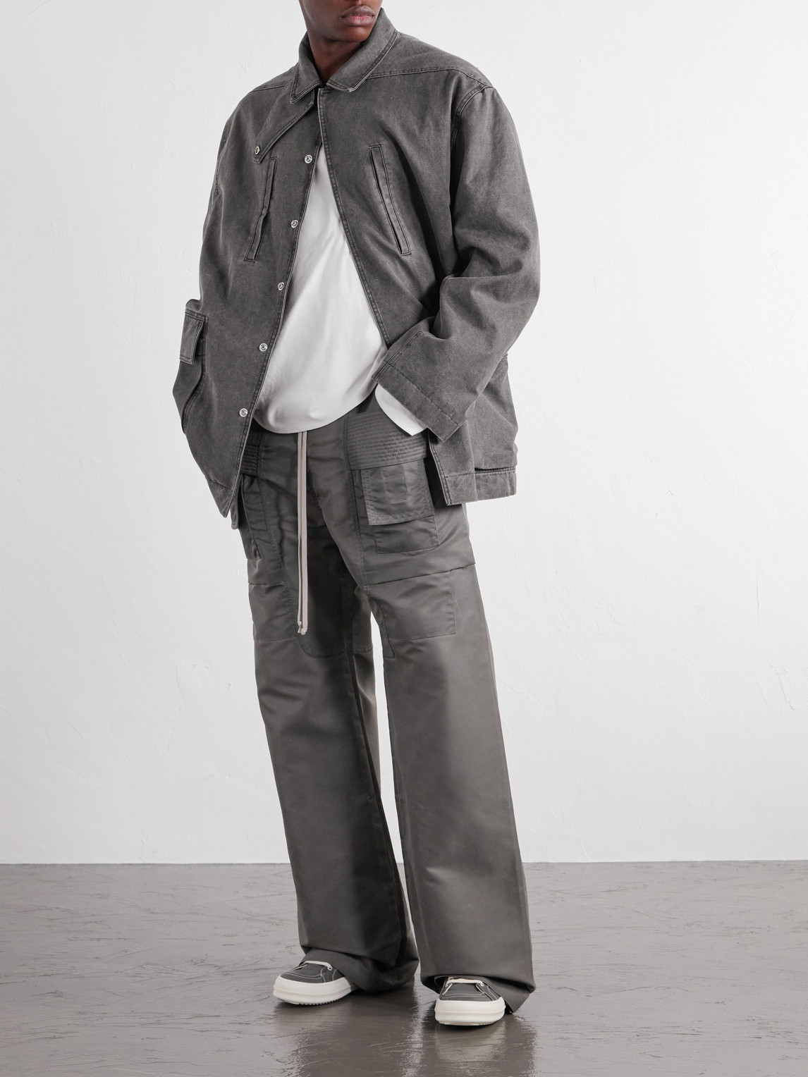 Drkshdw By Rick Owens - Creatch Wide-Leg Shell Drawstring Cargo Trousers