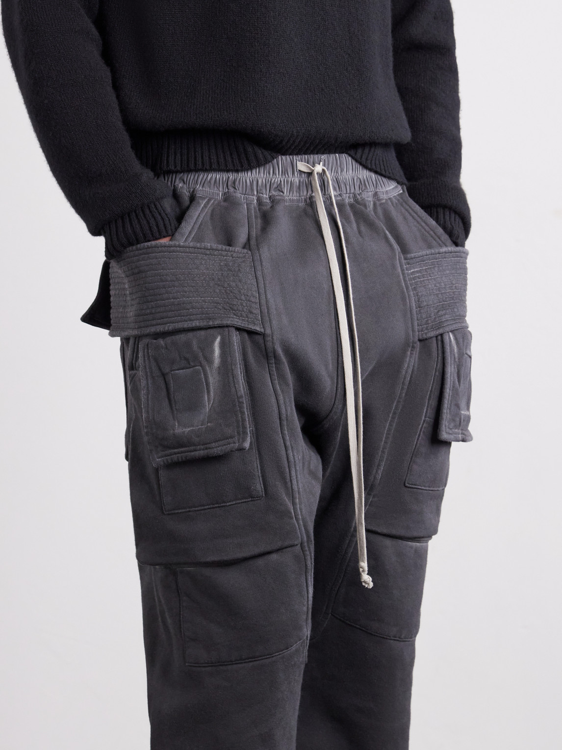 Drkshdw By Rick Owens - Creatch Straight-Leg Cotton-Blend Jersey Cargo Sweatpants