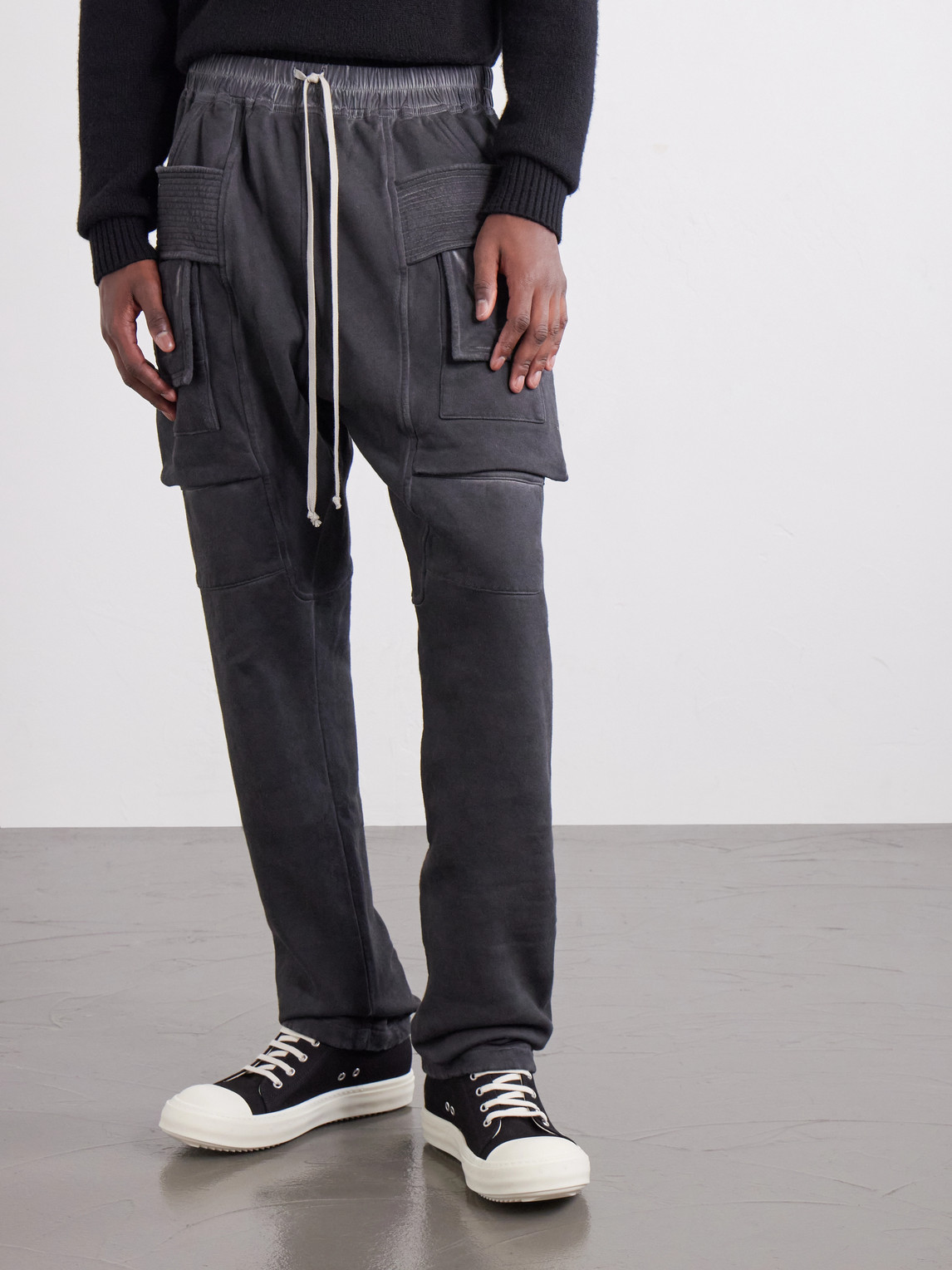 Drkshdw By Rick Owens - Creatch Straight-Leg Cotton-Blend Jersey Cargo Sweatpants