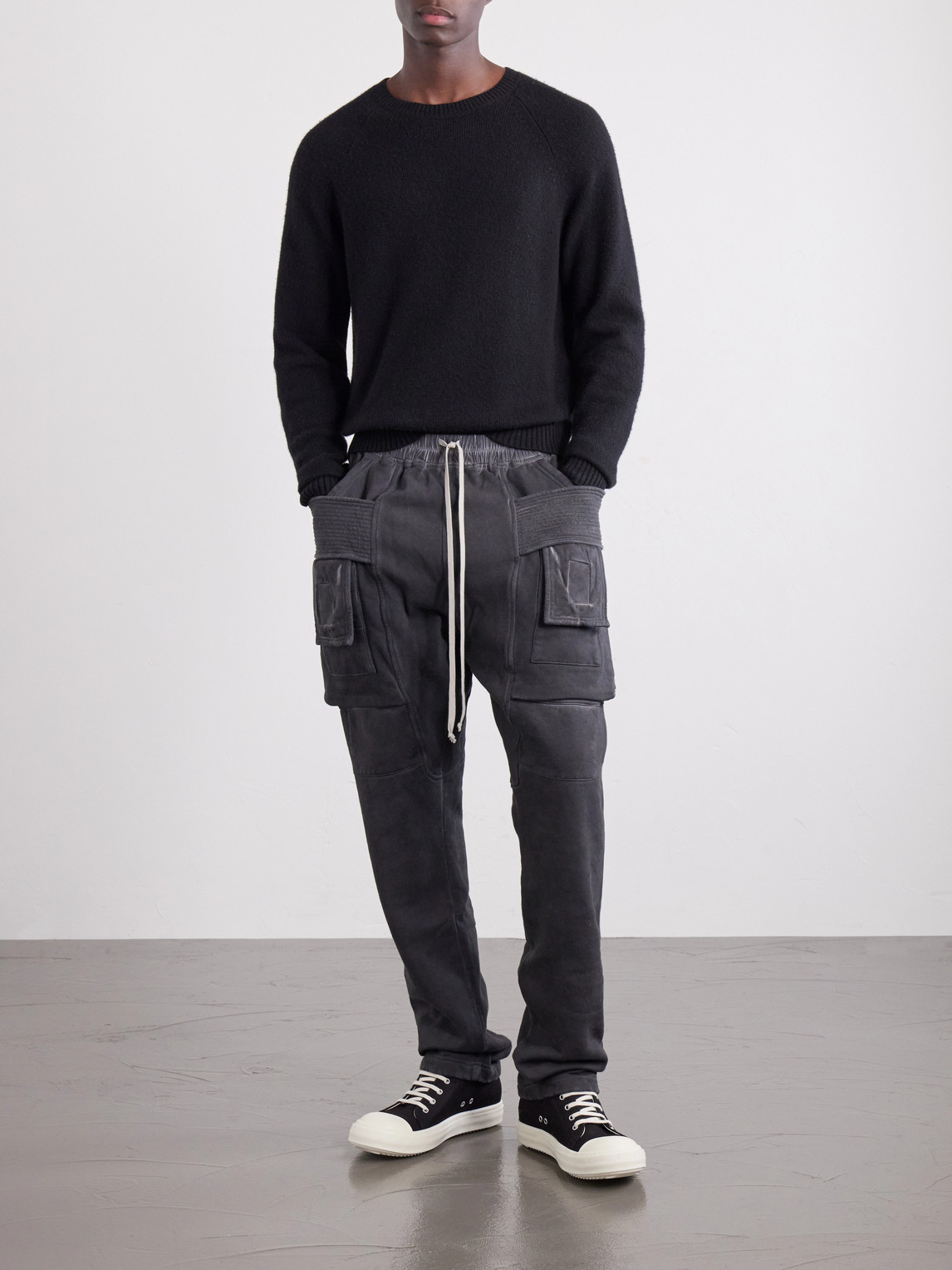 Drkshdw By Rick Owens - Creatch Straight-Leg Cotton-Blend Jersey Cargo Sweatpants