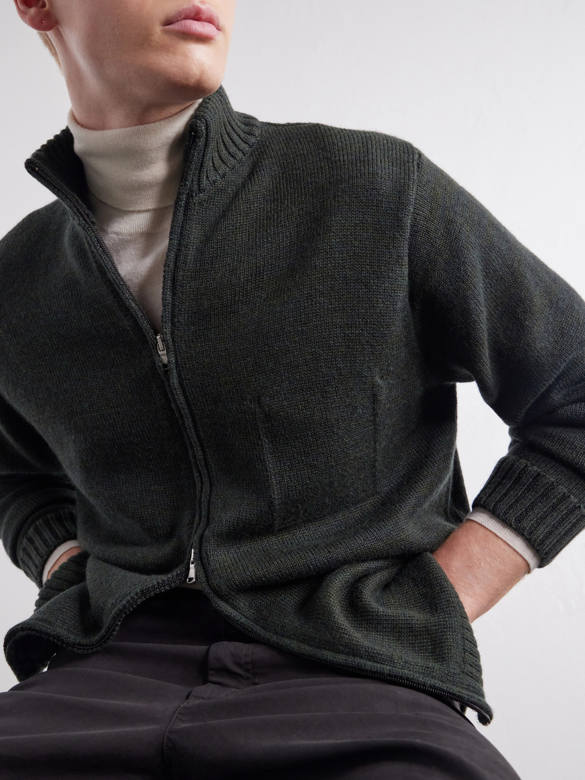 Inis Meáin - Wool And Linen-Blend Zip-Up Cardigan