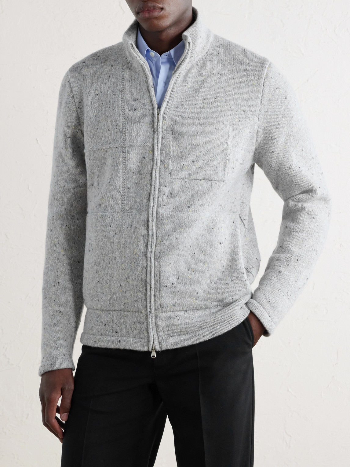 Inis Meáin - Lifeline Merino Wool And Cashmere-Blend Zip-Up Sweater