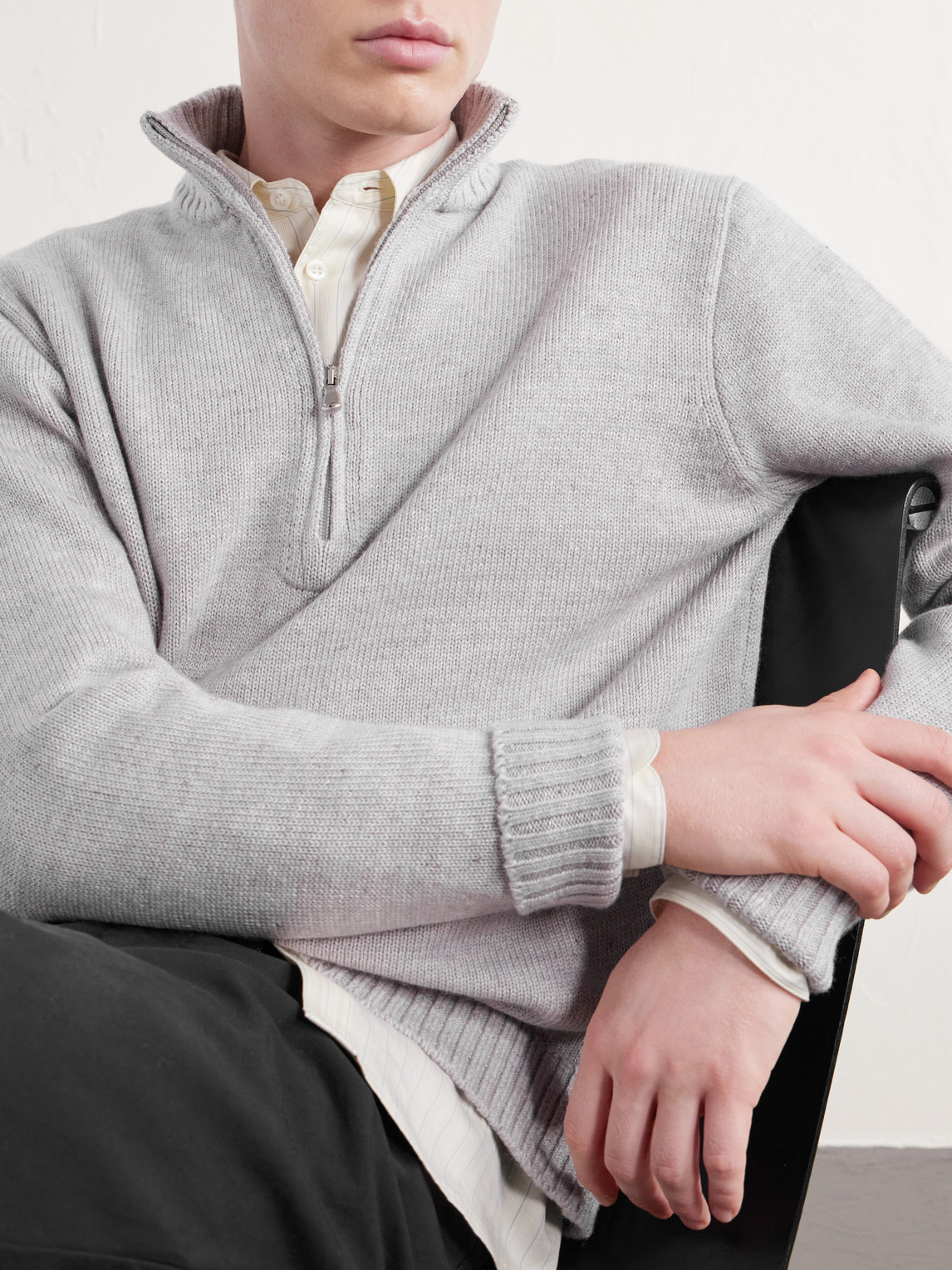 Inis Meáin - Wool And Linen-Blend Half-Zip Sweater
