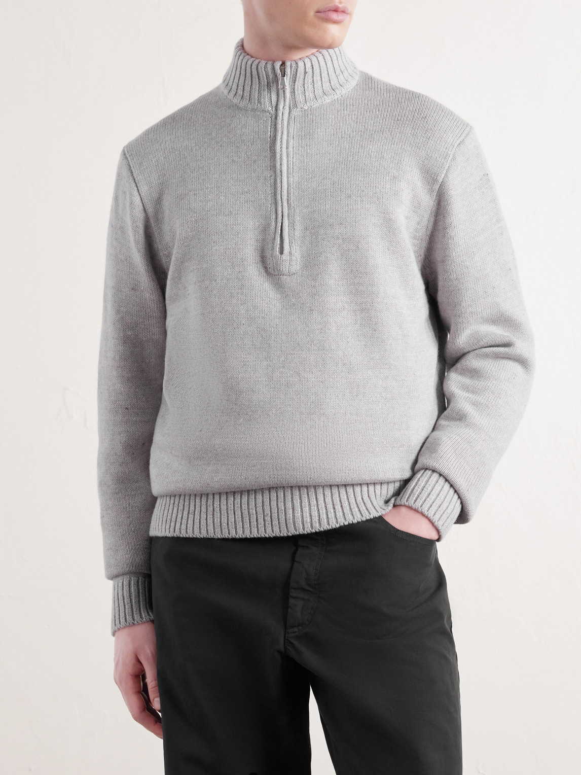 Inis Meáin - Wool And Linen-Blend Half-Zip Sweater