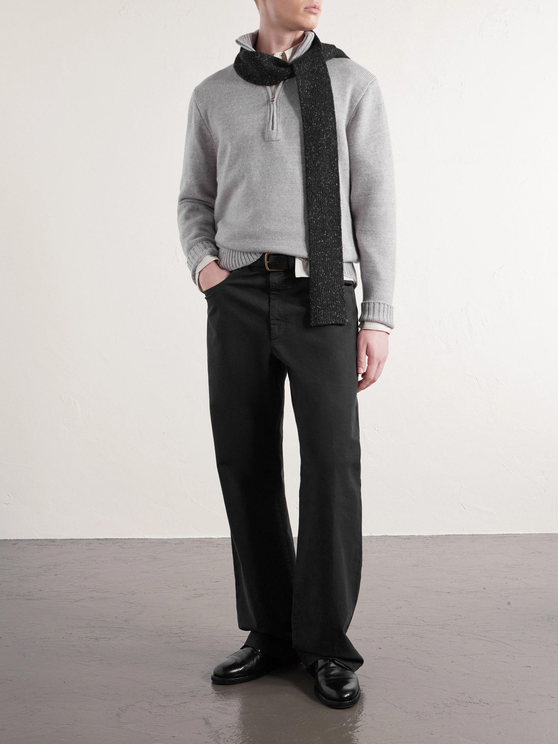 Inis Meáin - Wool And Linen-Blend Half-Zip Sweater