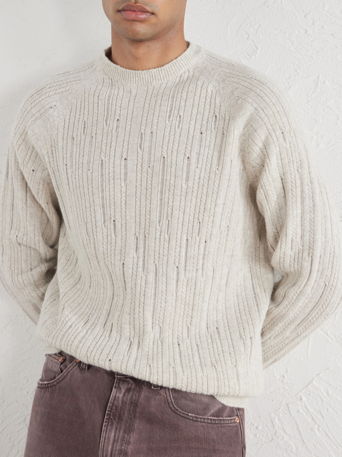 Inis Meáin - Stranded Sailor Merino Wool And Cashmere-Blend Sweater