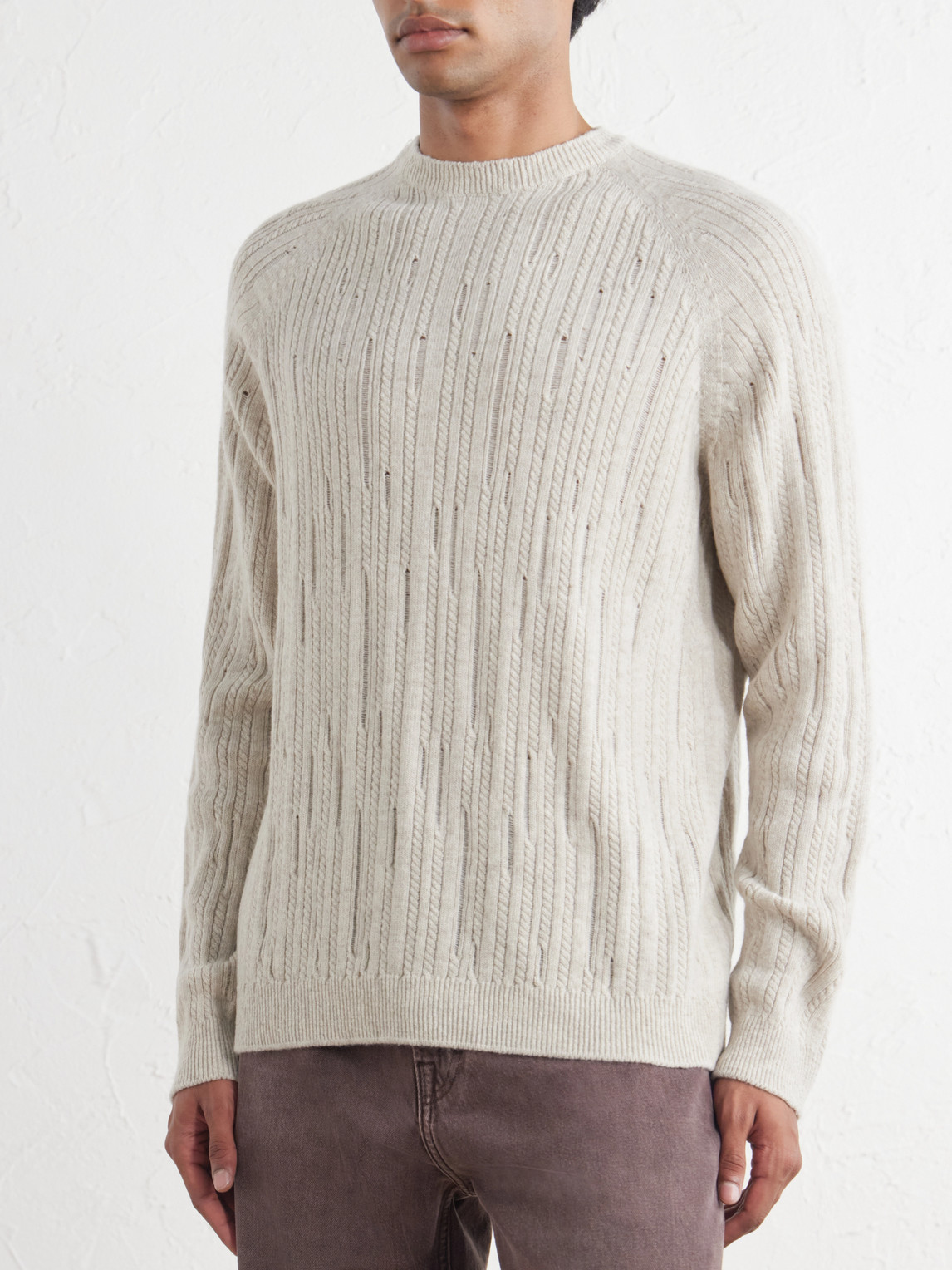 Inis Meáin - Stranded Sailor Merino Wool And Cashmere-Blend Sweater