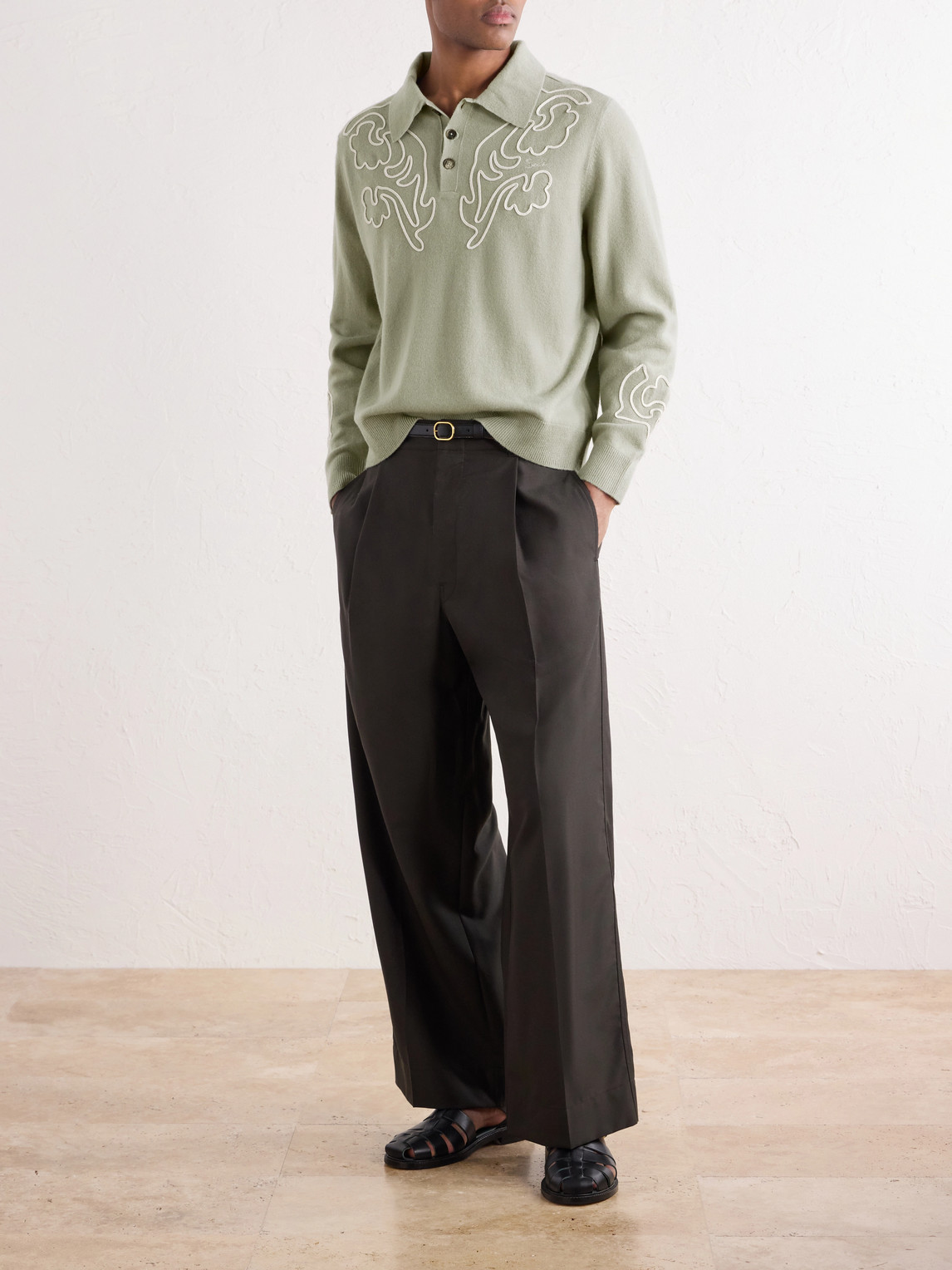 Blaze Embroidered Wool Polo Shirt