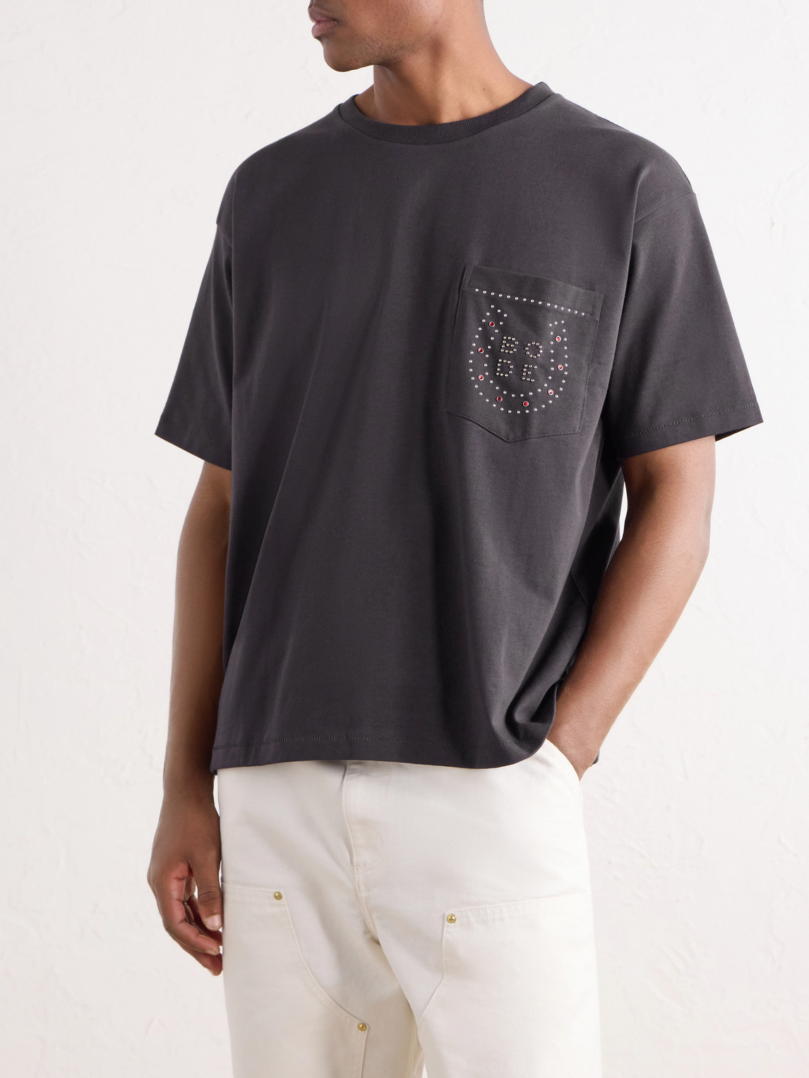 Studded Cotton-Jersey T-Shirt