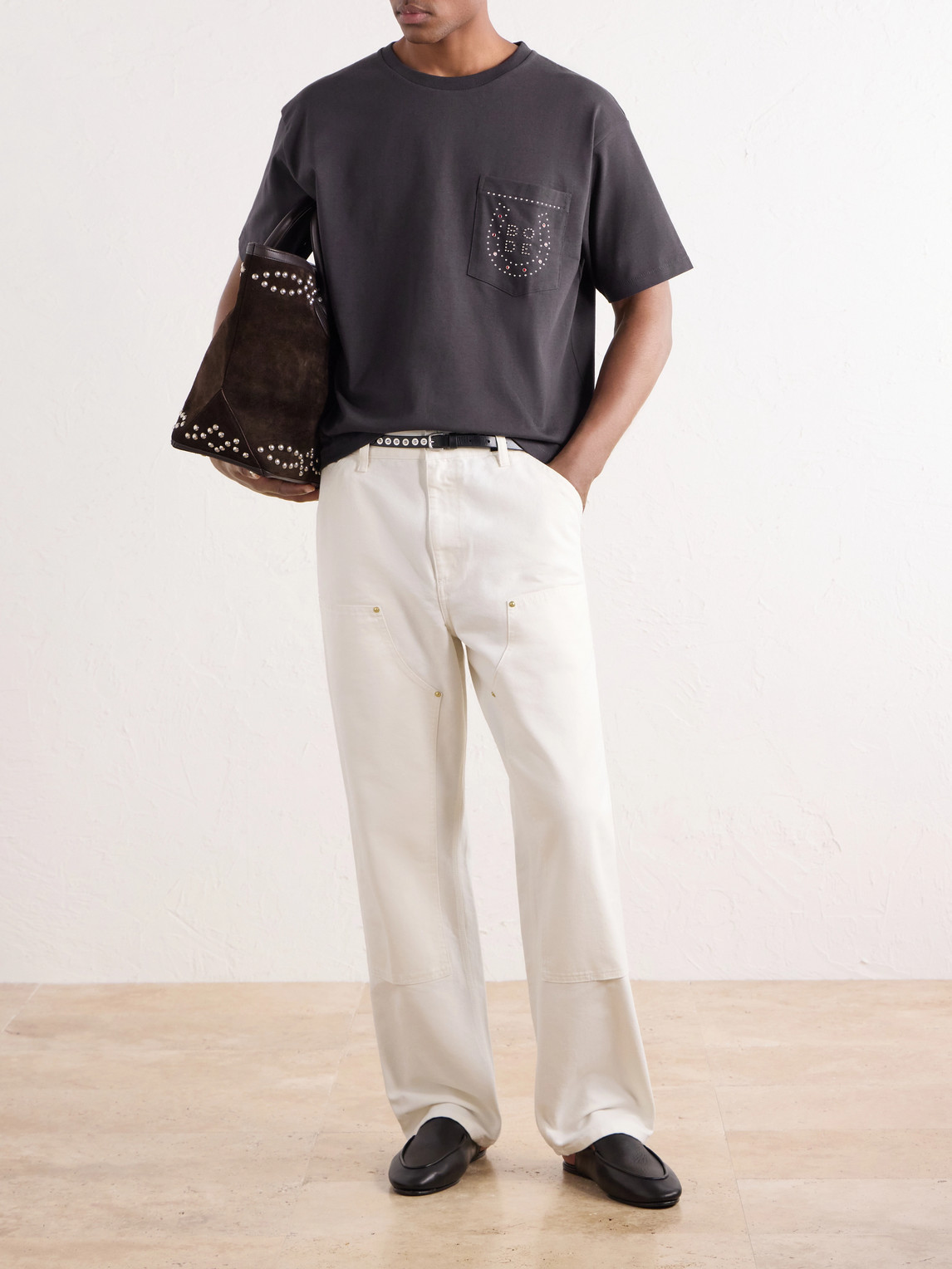 Studded Cotton-Jersey T-Shirt