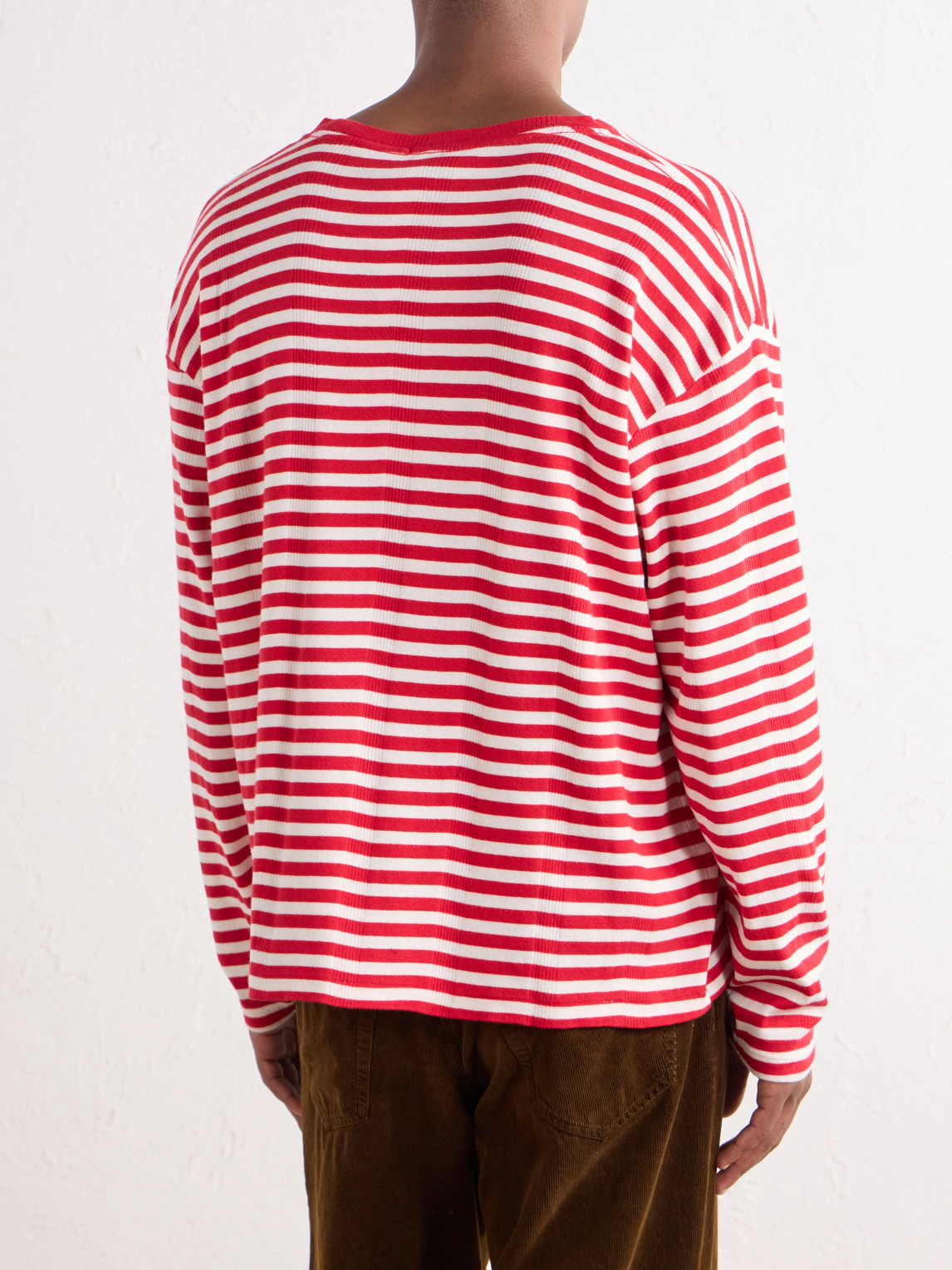Logo-Embroidered Striped Ribbed Cotton-Jersey T-Shirt