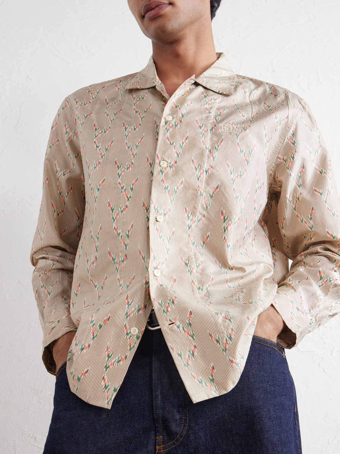 Sagebrush Printed Silk-Satin Shirt