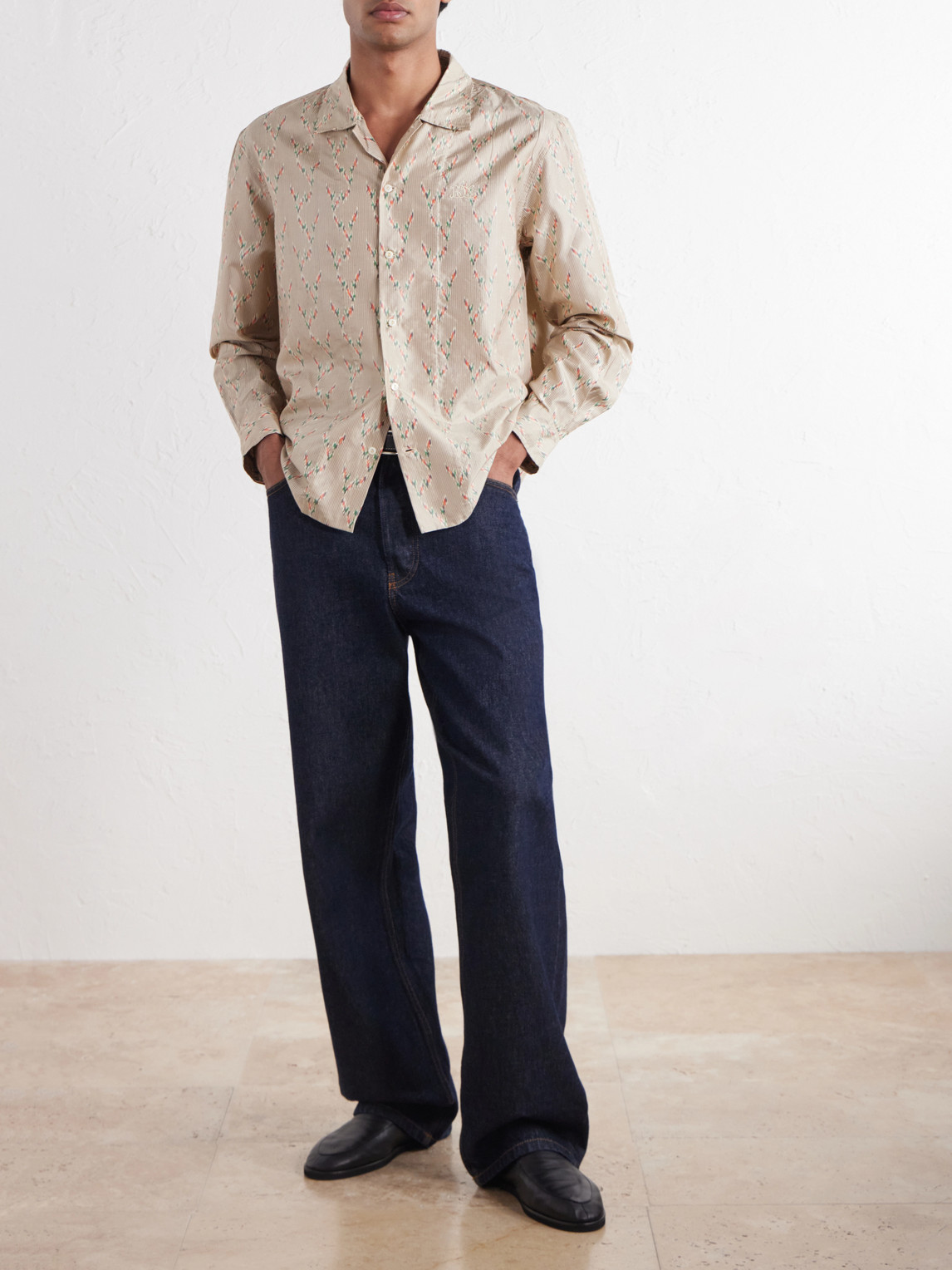 Sagebrush Printed Silk-Satin Shirt