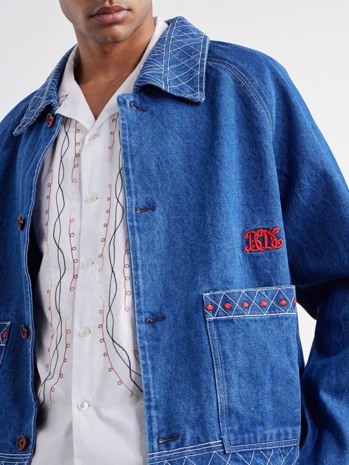Camp-Collar Embroidered Cotton-Poplin Shirt