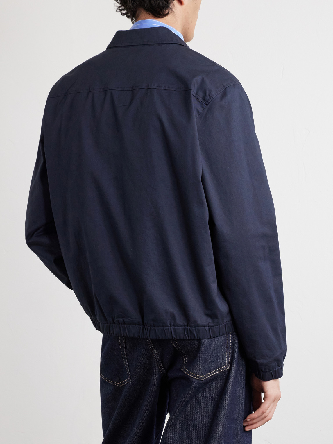 Cotton-Blend Twill Harrington Jacket