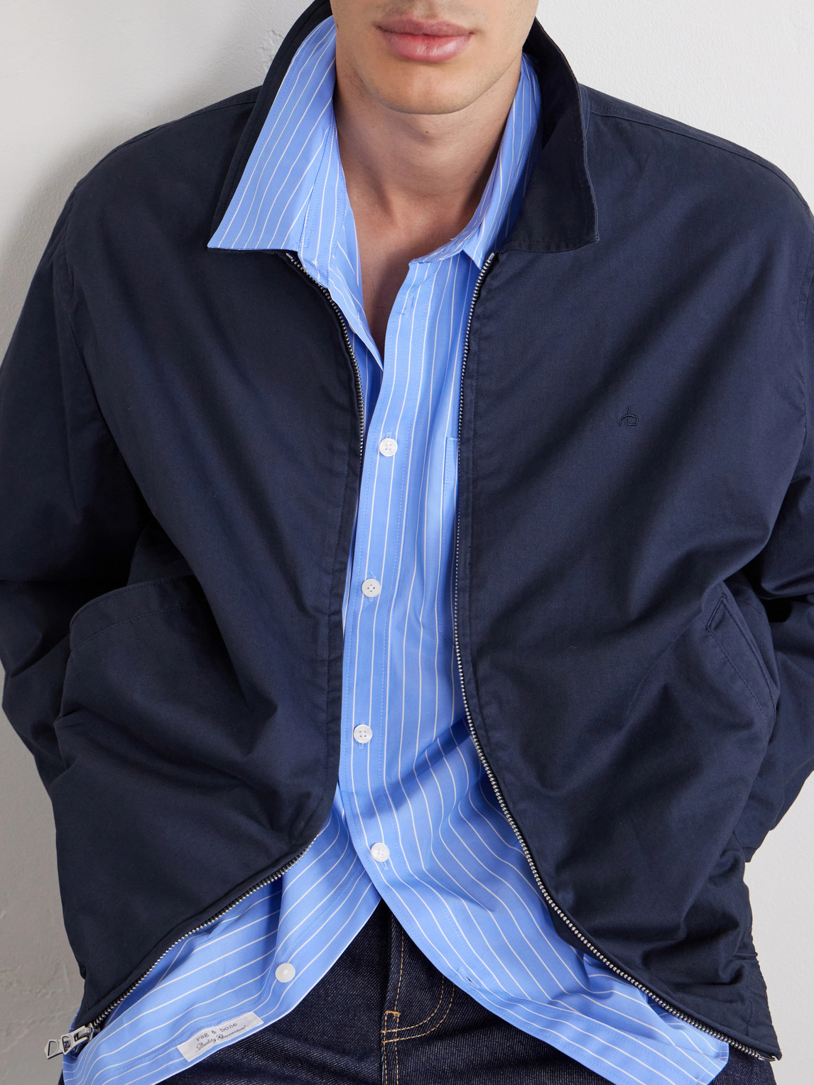 Cotton-Blend Twill Harrington Jacket