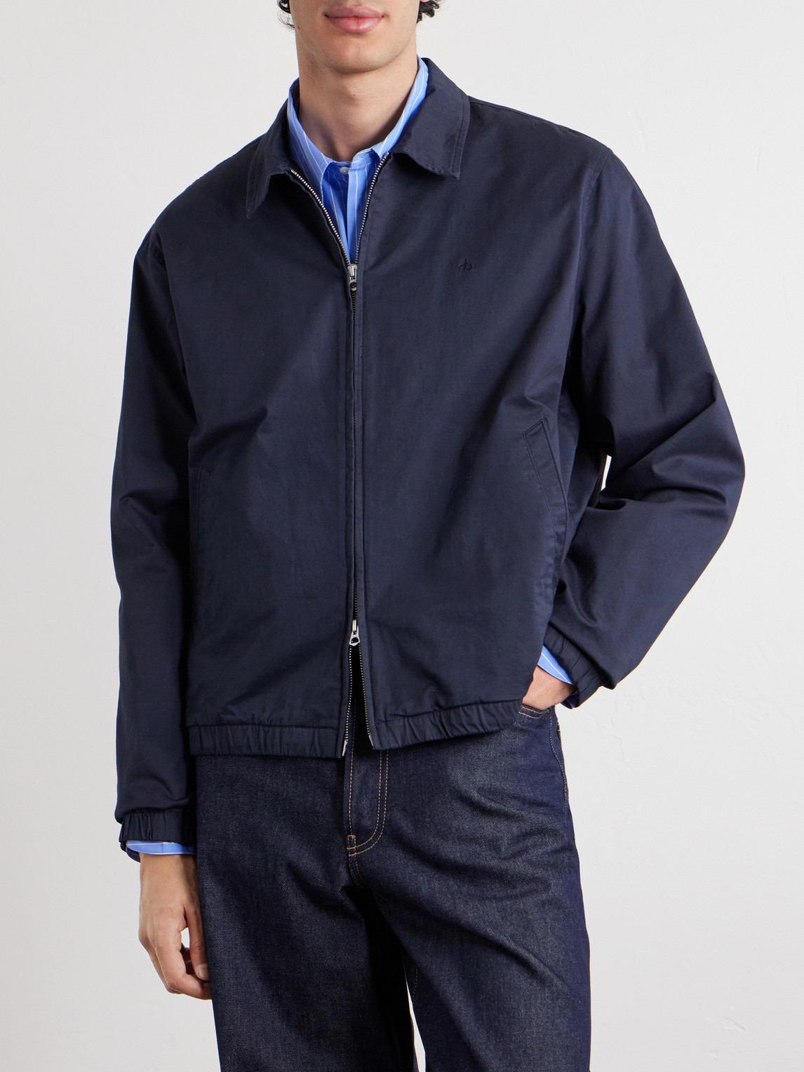 Cotton-Blend Twill Harrington Jacket