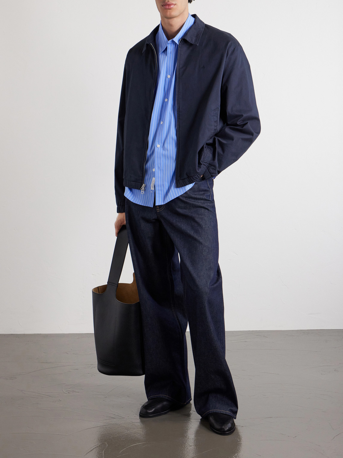 Cotton-Blend Twill Harrington Jacket