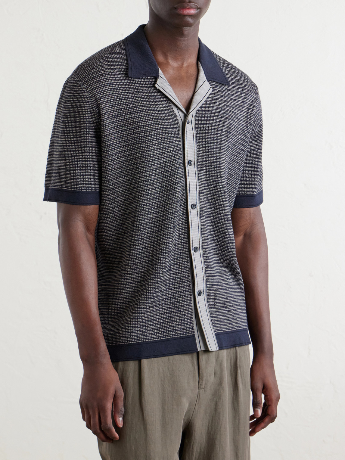 Camp-Collar Cotton-Blend Shirt