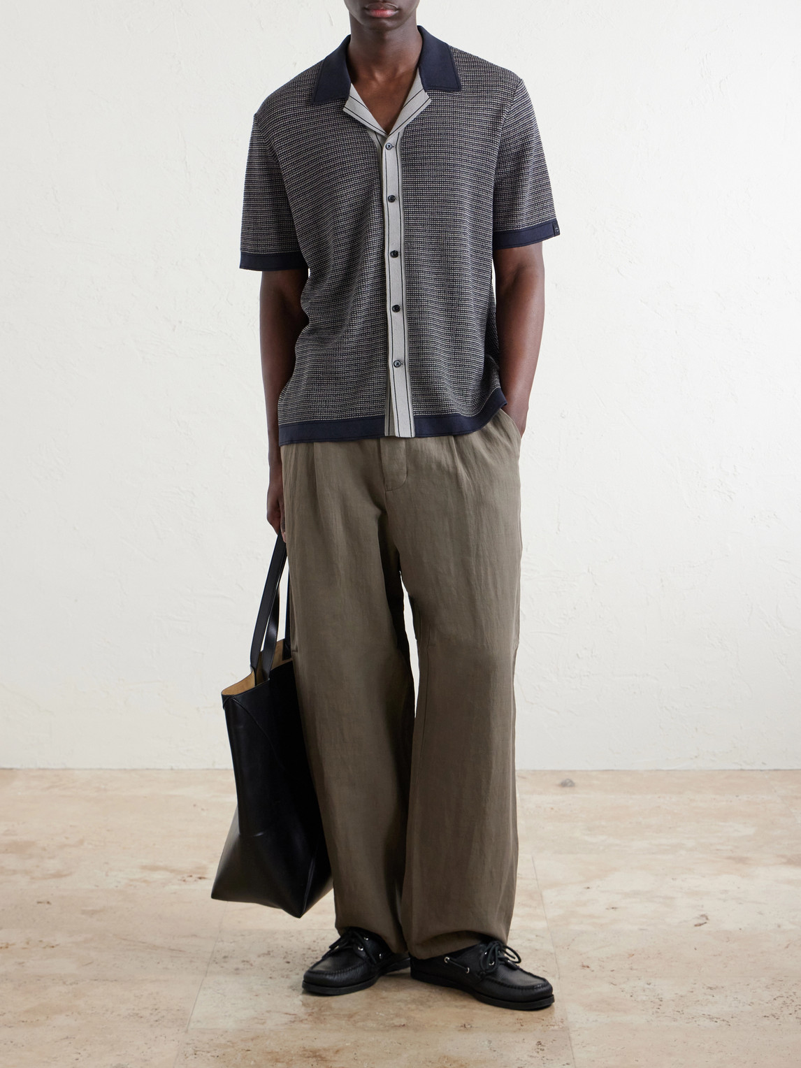 Camp-Collar Cotton-Blend Shirt