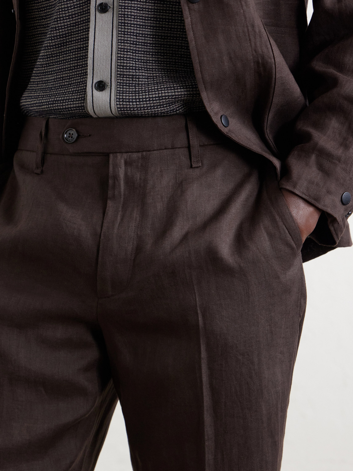 Evan Straight-Leg Pleated Linen Trousers