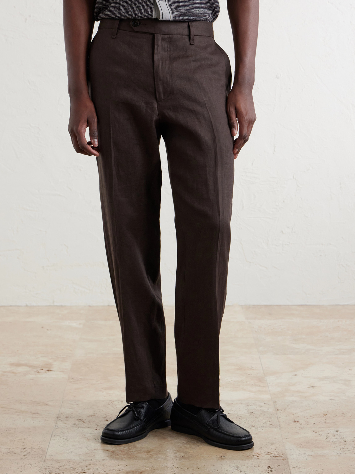 Evan Straight-Leg Pleated Linen Trousers