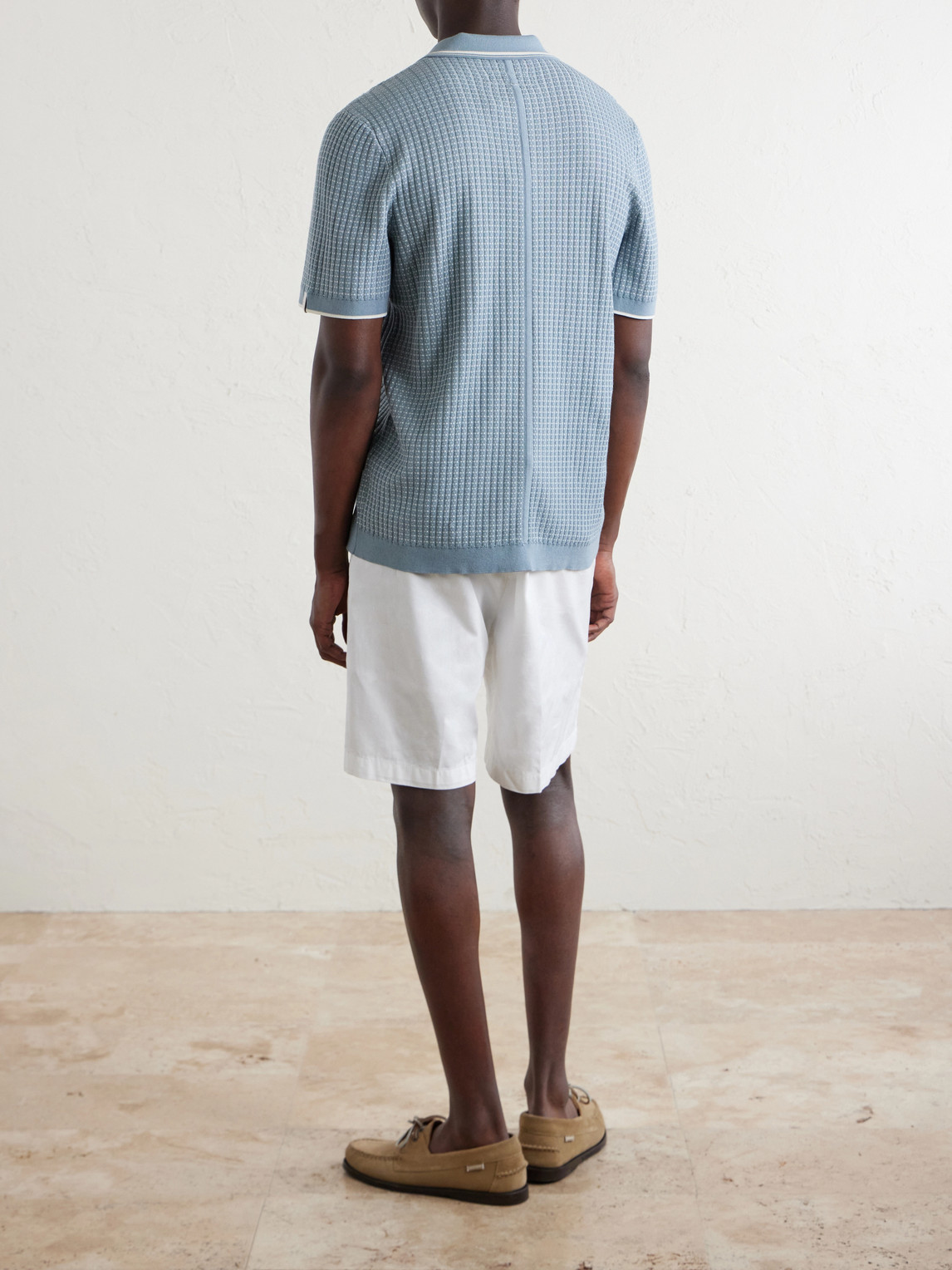 Harvey Ribbed Cotton-Blend Polo Shirt
