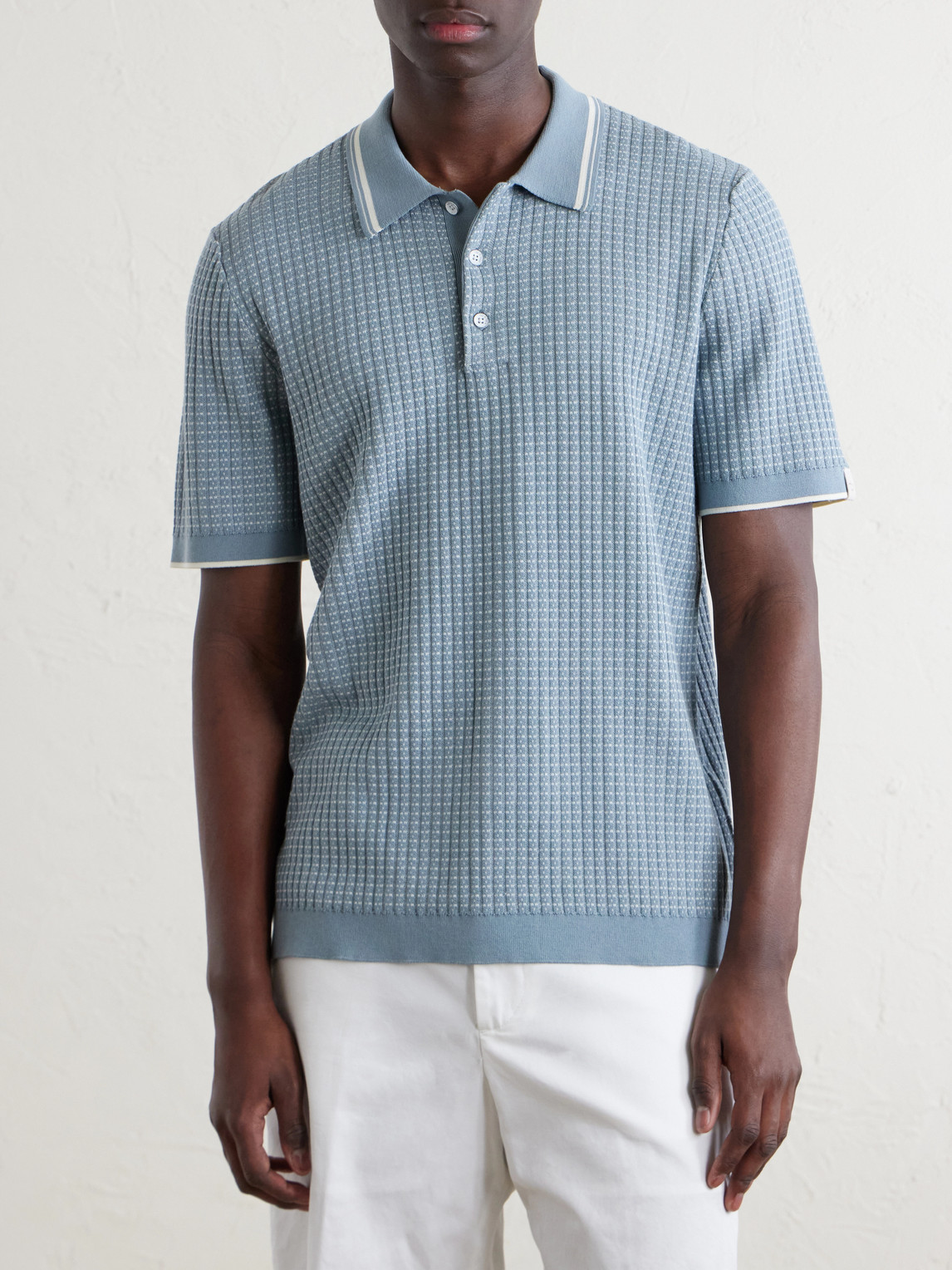 Harvey Ribbed Cotton-Blend Polo Shirt