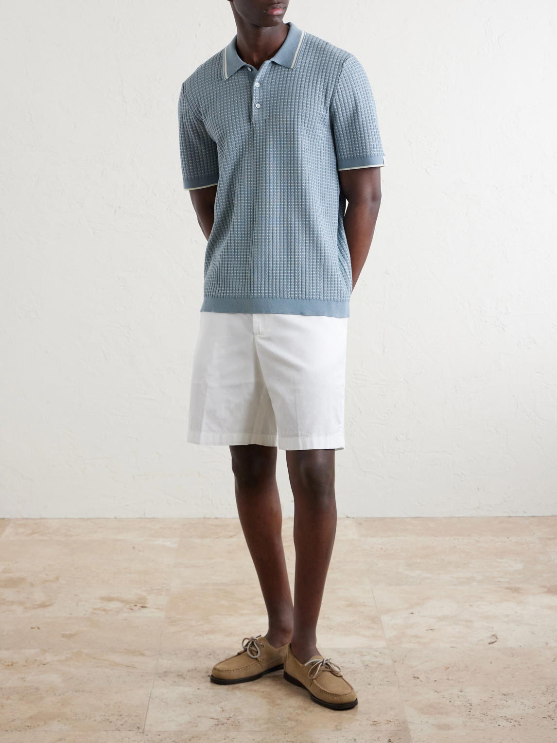 Harvey Ribbed Cotton-Blend Polo Shirt