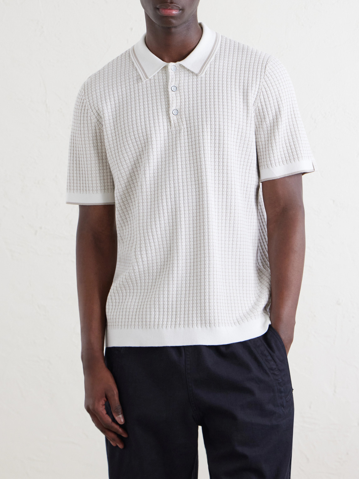 Harvey Ribbed Cotton-Blend Polo Shirt