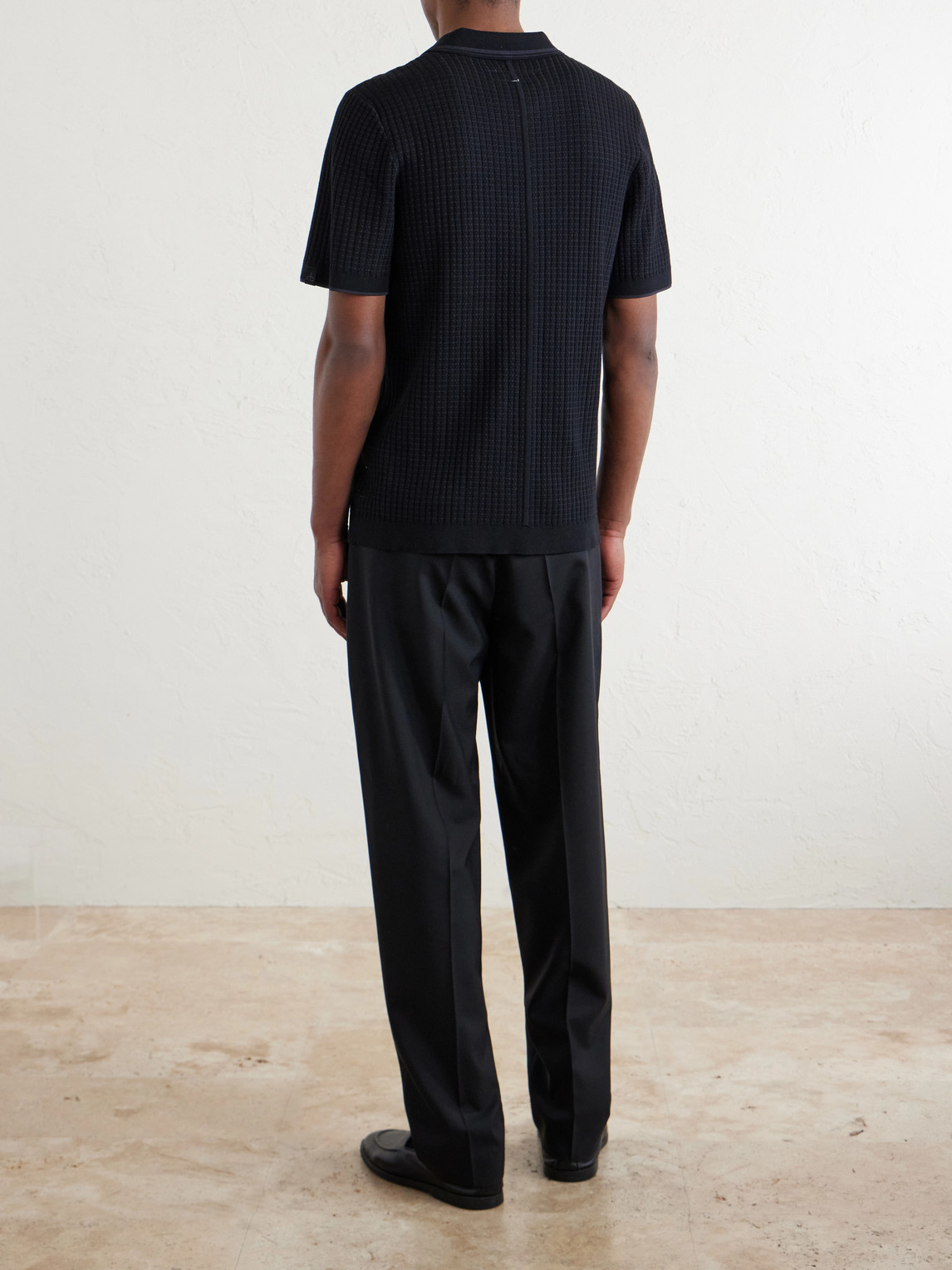Harvey Ribbed Cotton-Blend Polo Shirt