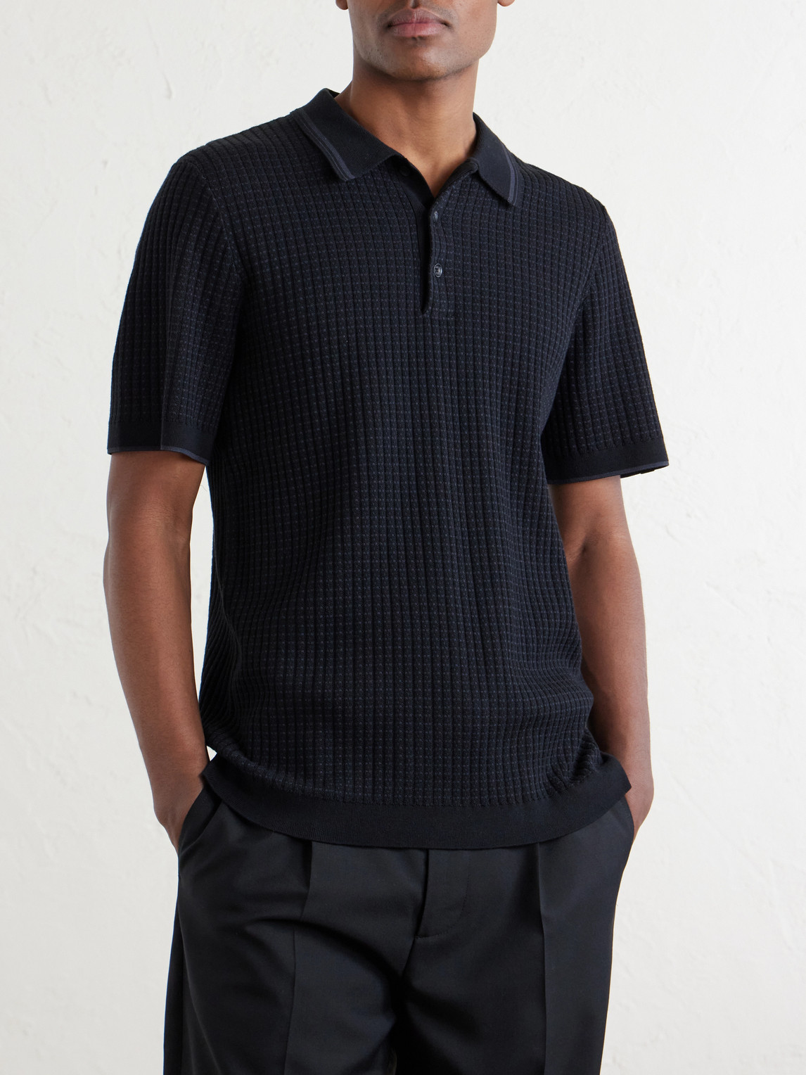 Harvey Ribbed Cotton-Blend Polo Shirt