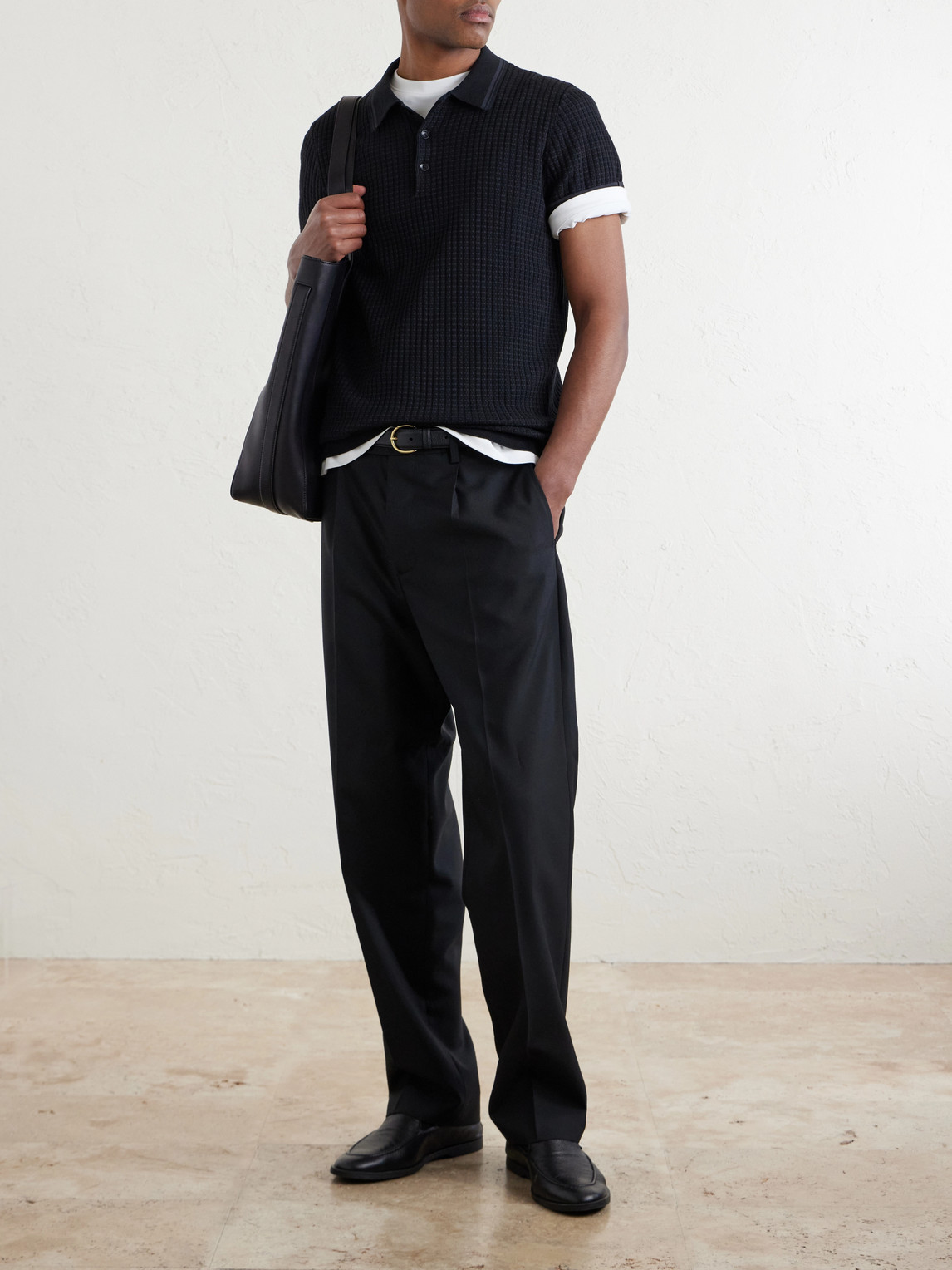 Harvey Ribbed Cotton-Blend Polo Shirt