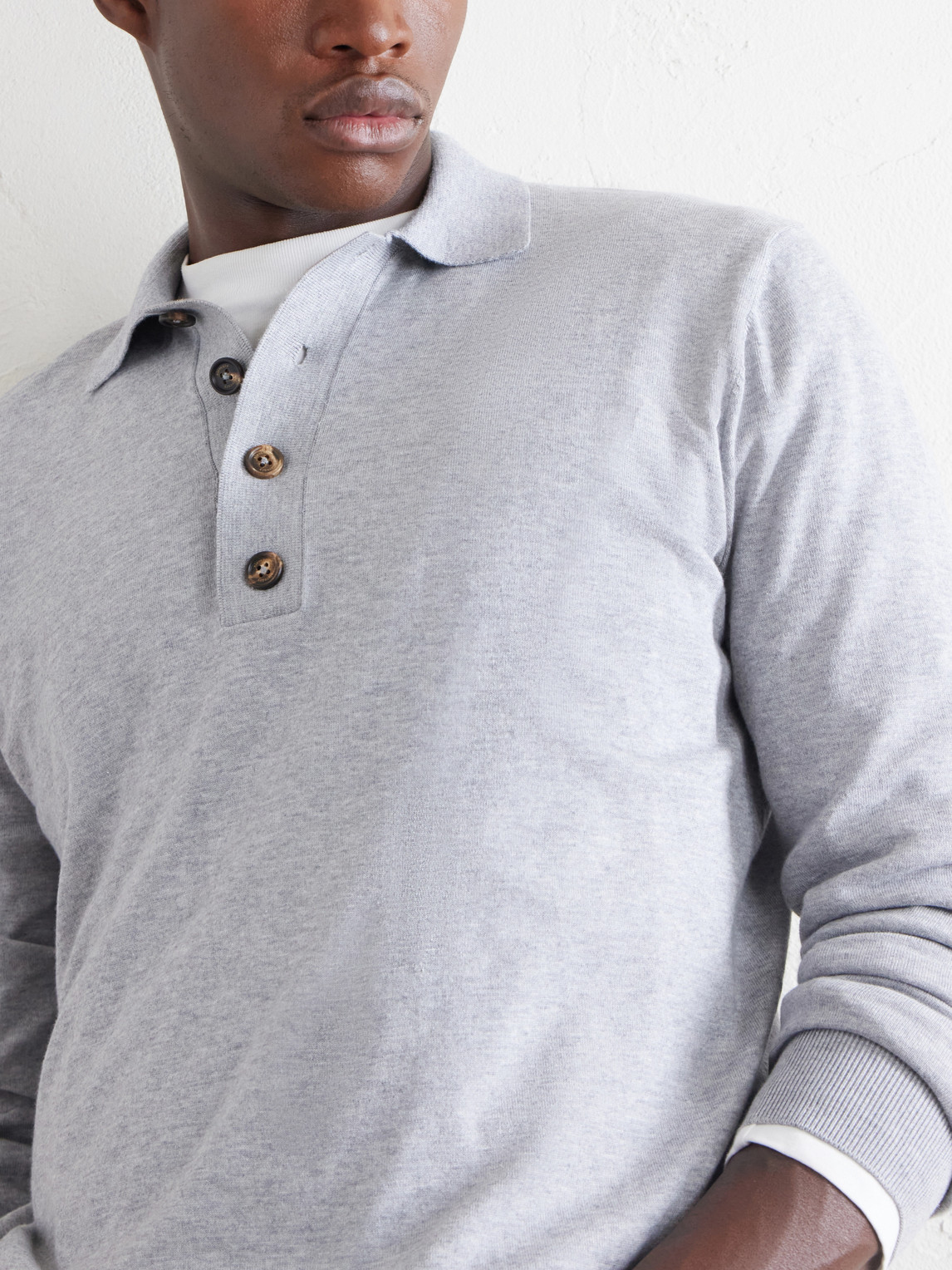 Cotton And Cashmere-Blend Polo Shirt