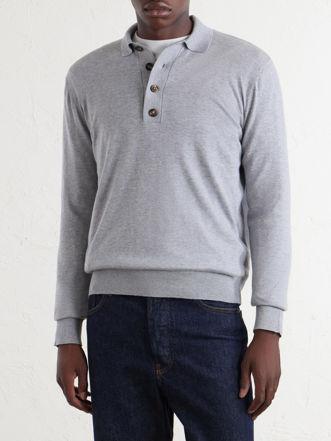 Cotton And Cashmere-Blend Polo Shirt