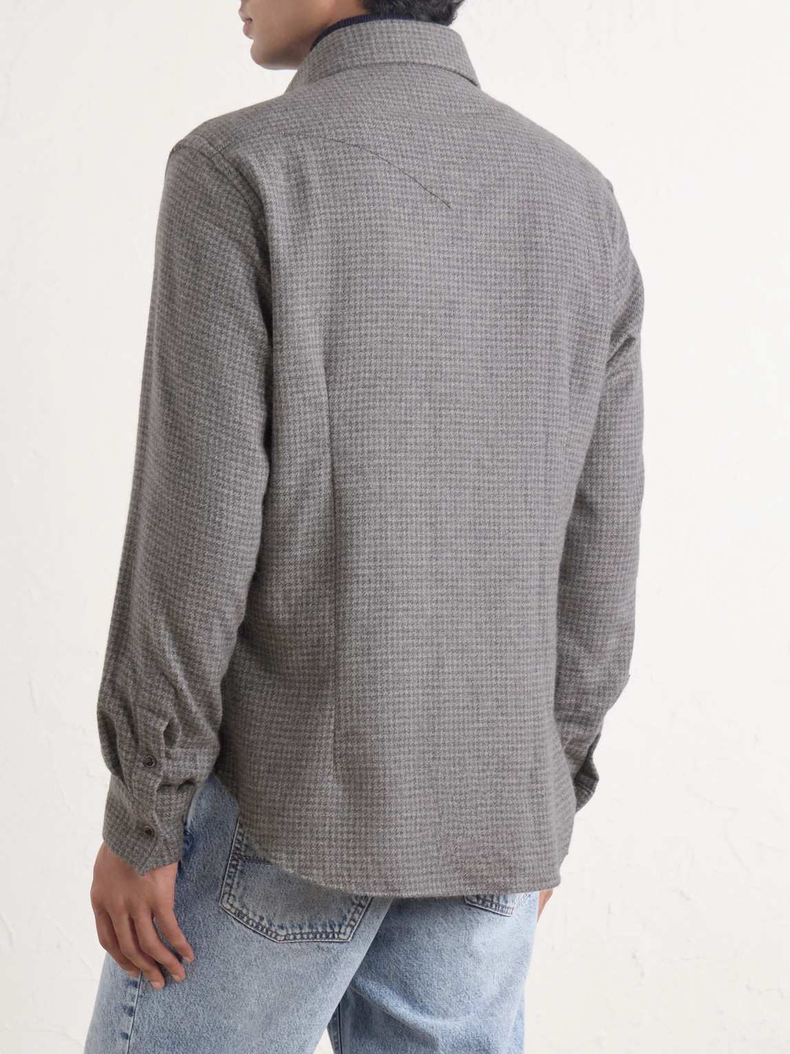 Texas Houndstooth Wool And Cashmere-Blend Shirt