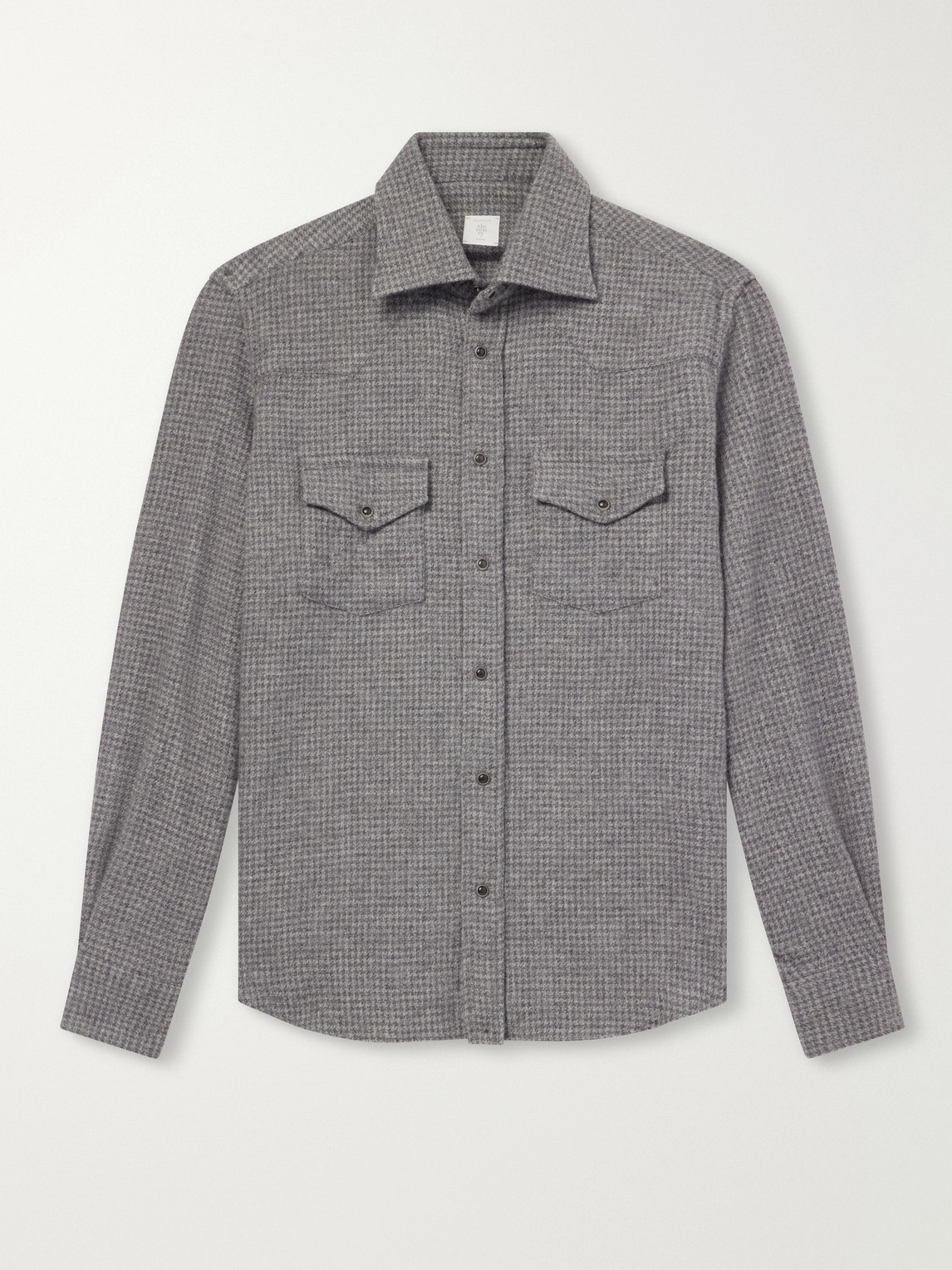 Eleventy – Texas Houndstooth Wool and Cashmere-Blend Shirt