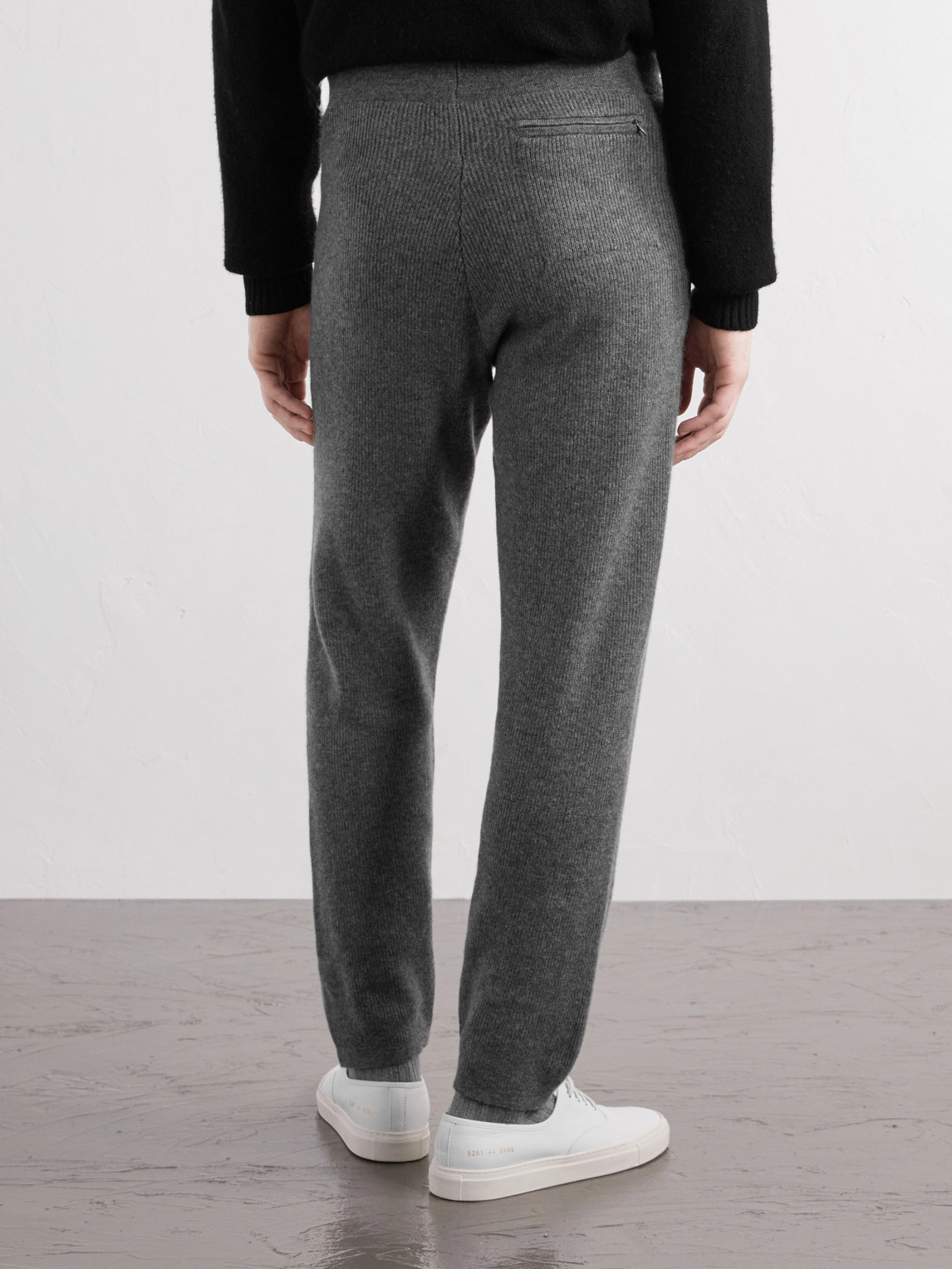 Tapered Ribbed Cashmere Drawstring Sweatpants