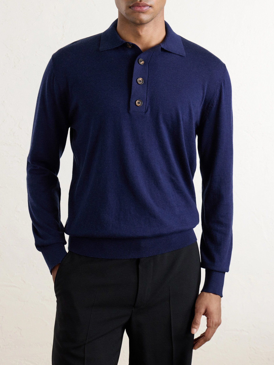 Cotton And Cashmere-Blend Polo Shirt