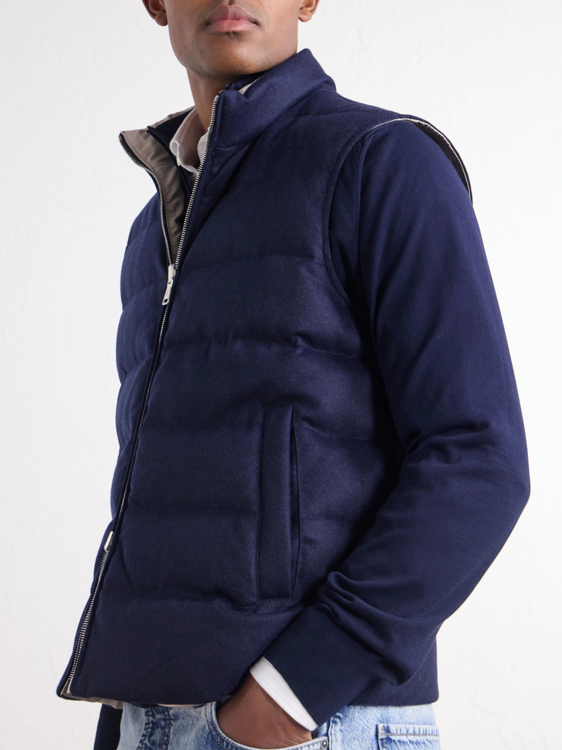 Reversible Padded Cashmere-Blend And Wool-Blend Gilet