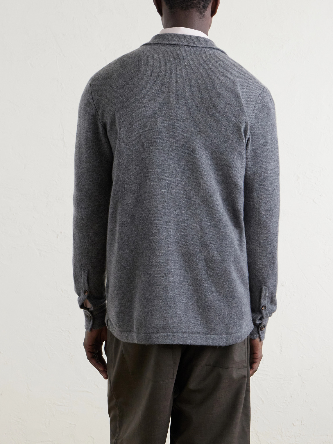 Eleventy Cashmere Knitted Overshirt In Gray