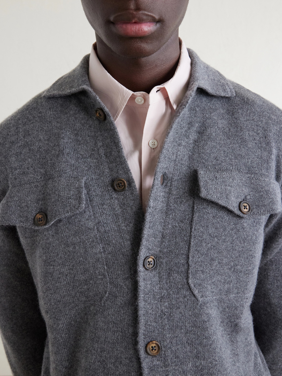 Eleventy Cashmere Knitted Overshirt In Gray
