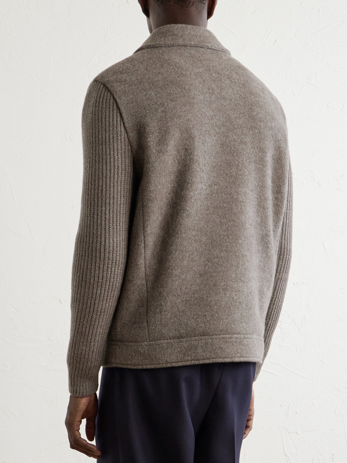 Ribbed-Trimmed And Felted Wool Jacket