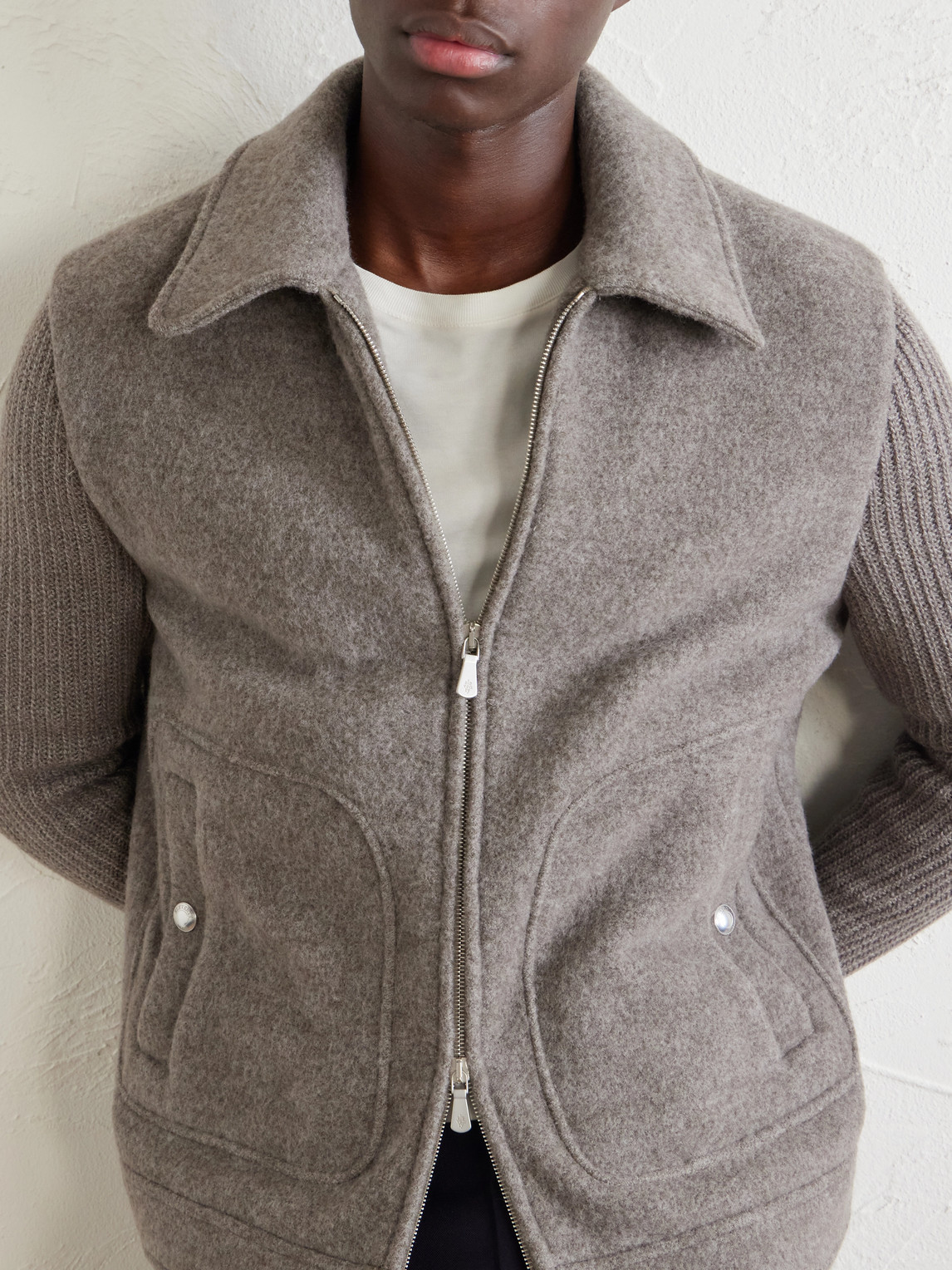 Ribbed-Trimmed And Felted Wool Jacket