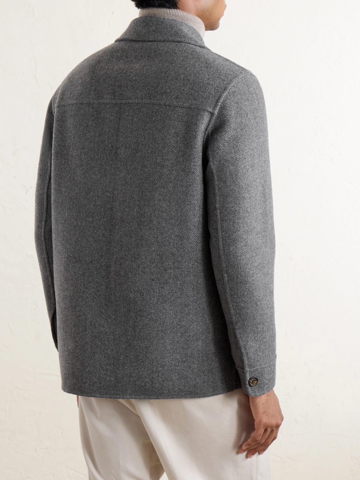 Reversible Herringbone Wool And Cashmere-Blend Overshirt