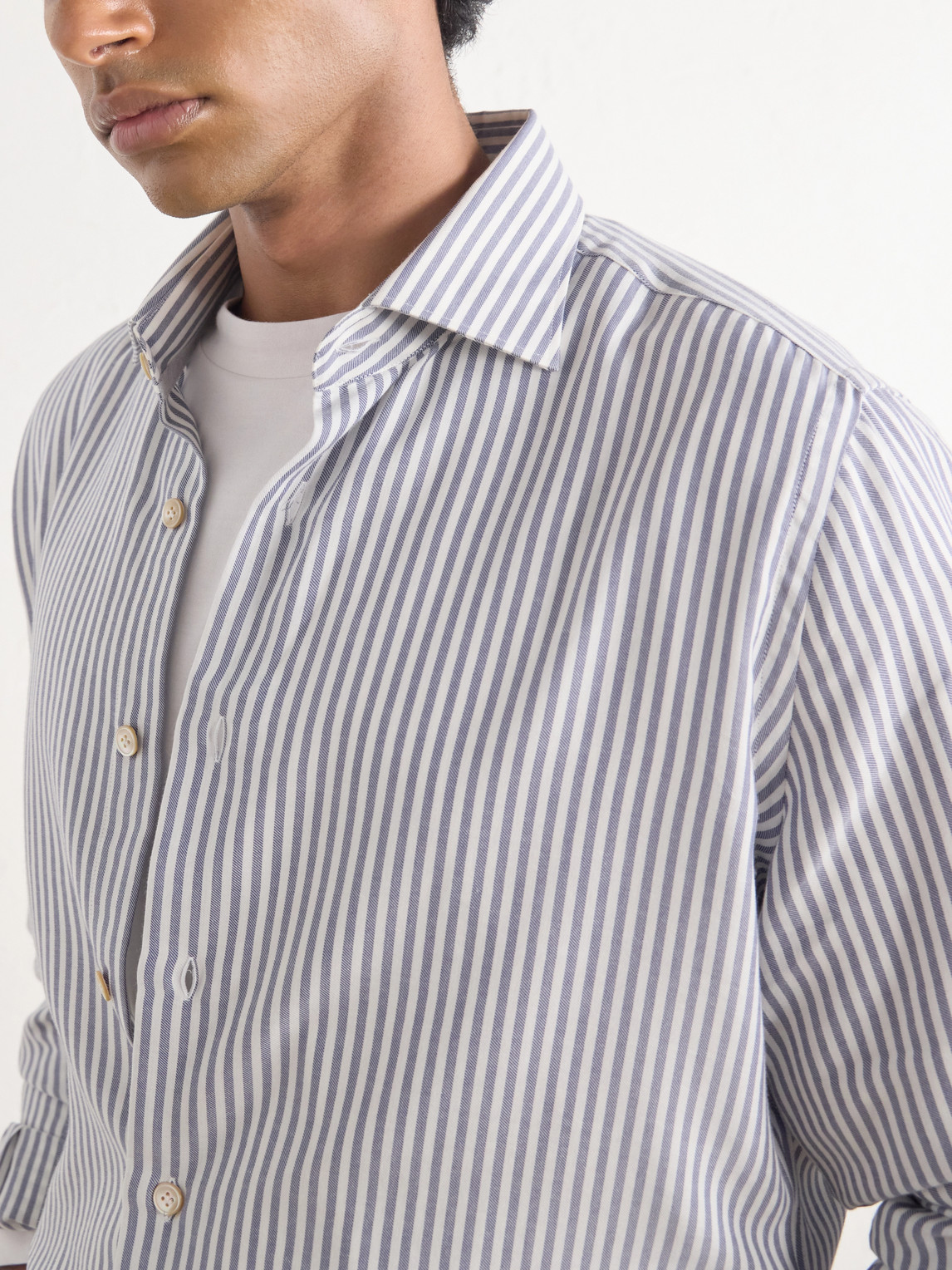 Striped Lyocell And Cotton-Blend Shirt